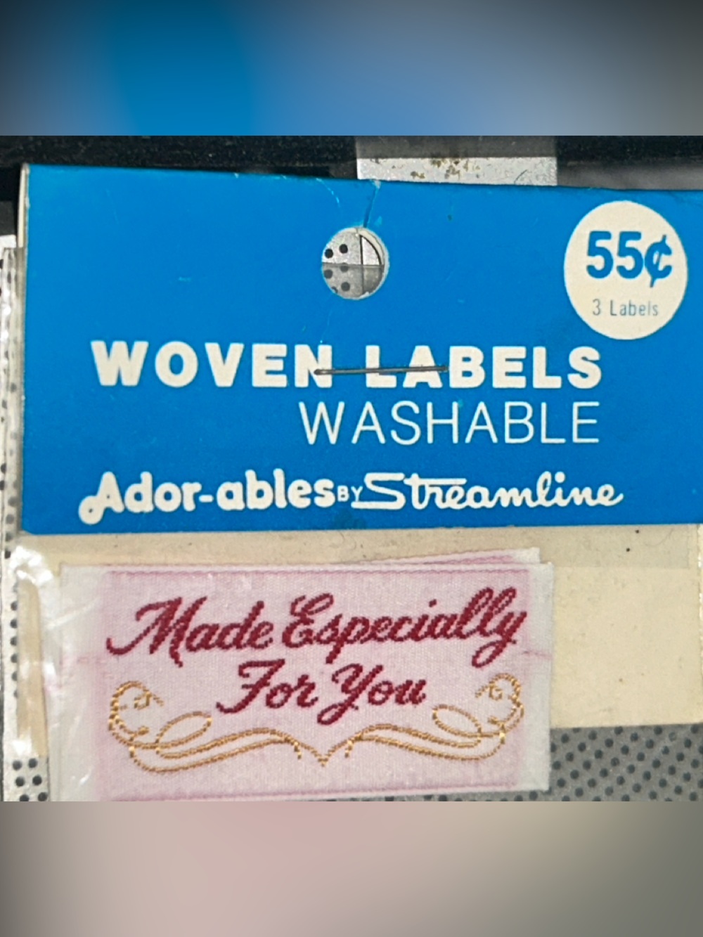 VINTAGE Fabric by Streamline Woven Washable Label - "Made Especially For You